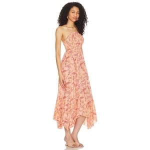 knee length dresses for ladies Free People Orange Ribbed Knit Maxi Dress with Cross Over Exposed Midr   The Thrifty Hippy